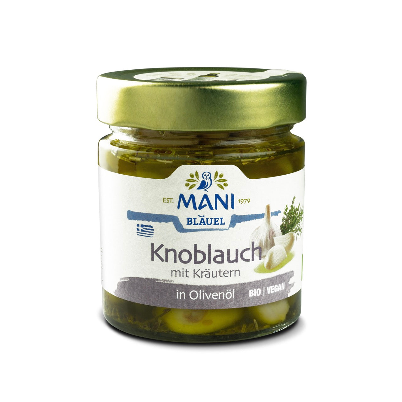 MANI Knoblauch in Olivenöl mit Kräutern, bio