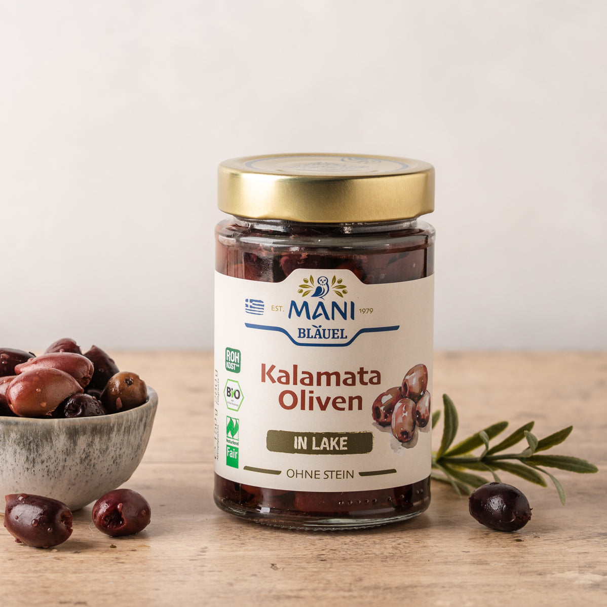 MANI Organic Kalamata Olives in Brine, Pitted, Naturland Fair