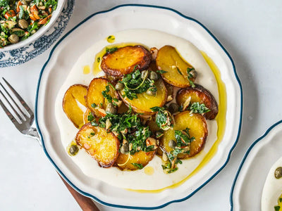 Crispy potatoes with herb salsa