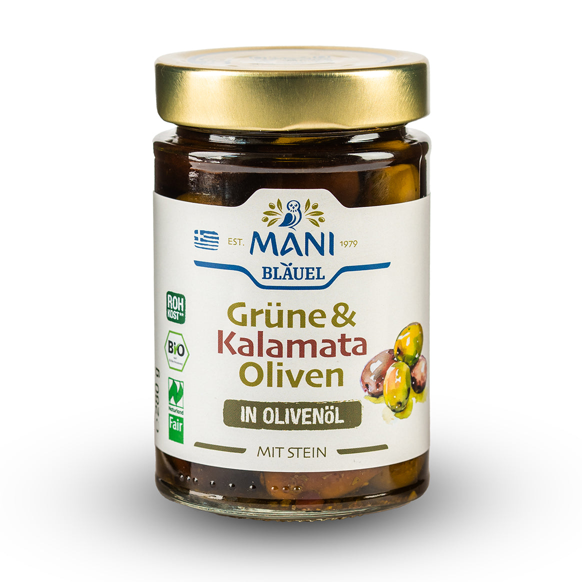 MANI Organic Kalamata & Green Olives in Olive Oil, Naturland Fair