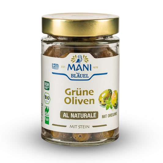 MANI Grüne Oliven al naturale, bio, Naturland Fair