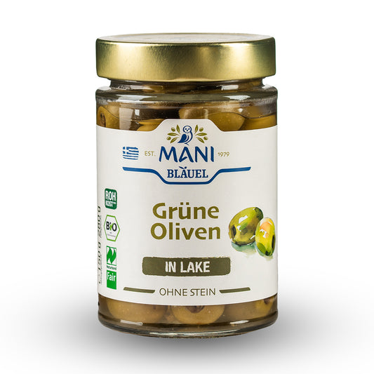 MANI Grüne Oliven in Lake, entkernt, bio, Naturland Fair