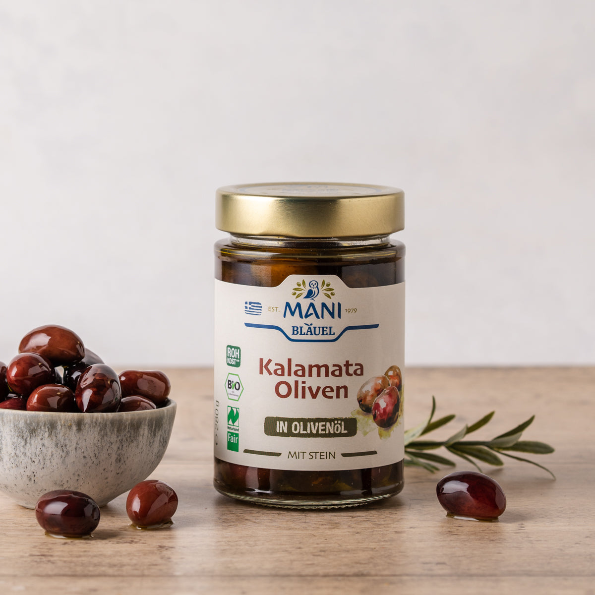 MANI Organic Kalamata Olives in Olive Oil, Naturland Fair