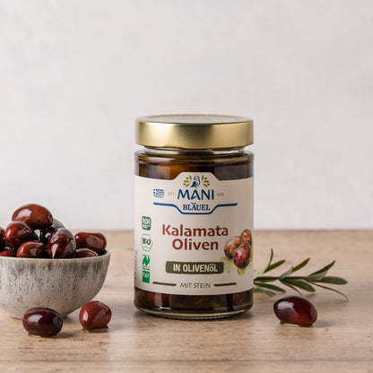 MANI Organic Kalamata Olives in Olive Oil, Naturland Fair